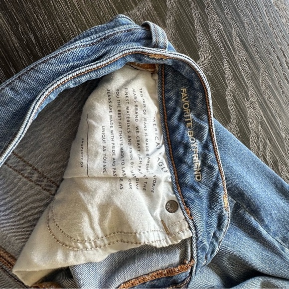 American Eagle Favorite Boyfriend Lowrise Wideleg Stretch Blue Jean, 12S - Picture 10 of 13